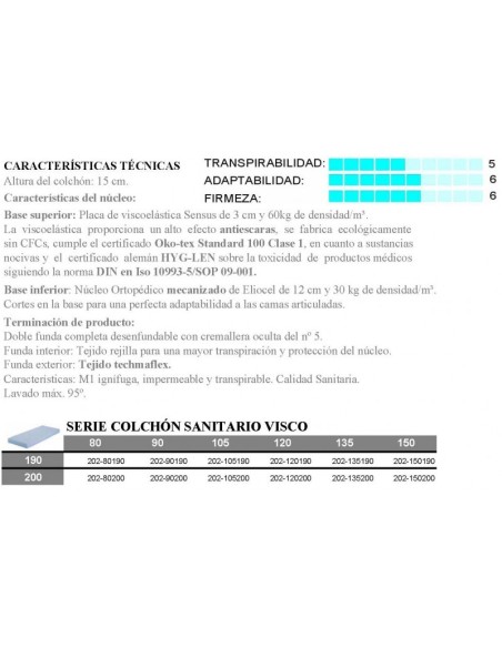 Comprar Colchón Sanitario Visco Ref 202 a precios de oferta