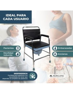 Silla con inodoro portátil para personas mayores color plata gris y negro 2