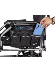 Bolsa lateral ajustable para sillas de ruedas manuales y eléctricas con velcro detalle bolsillo movil