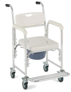 Comprar SILLA INODORO Y DUCHA DE ALUMINIO CON RUEDAS a precios de oferta