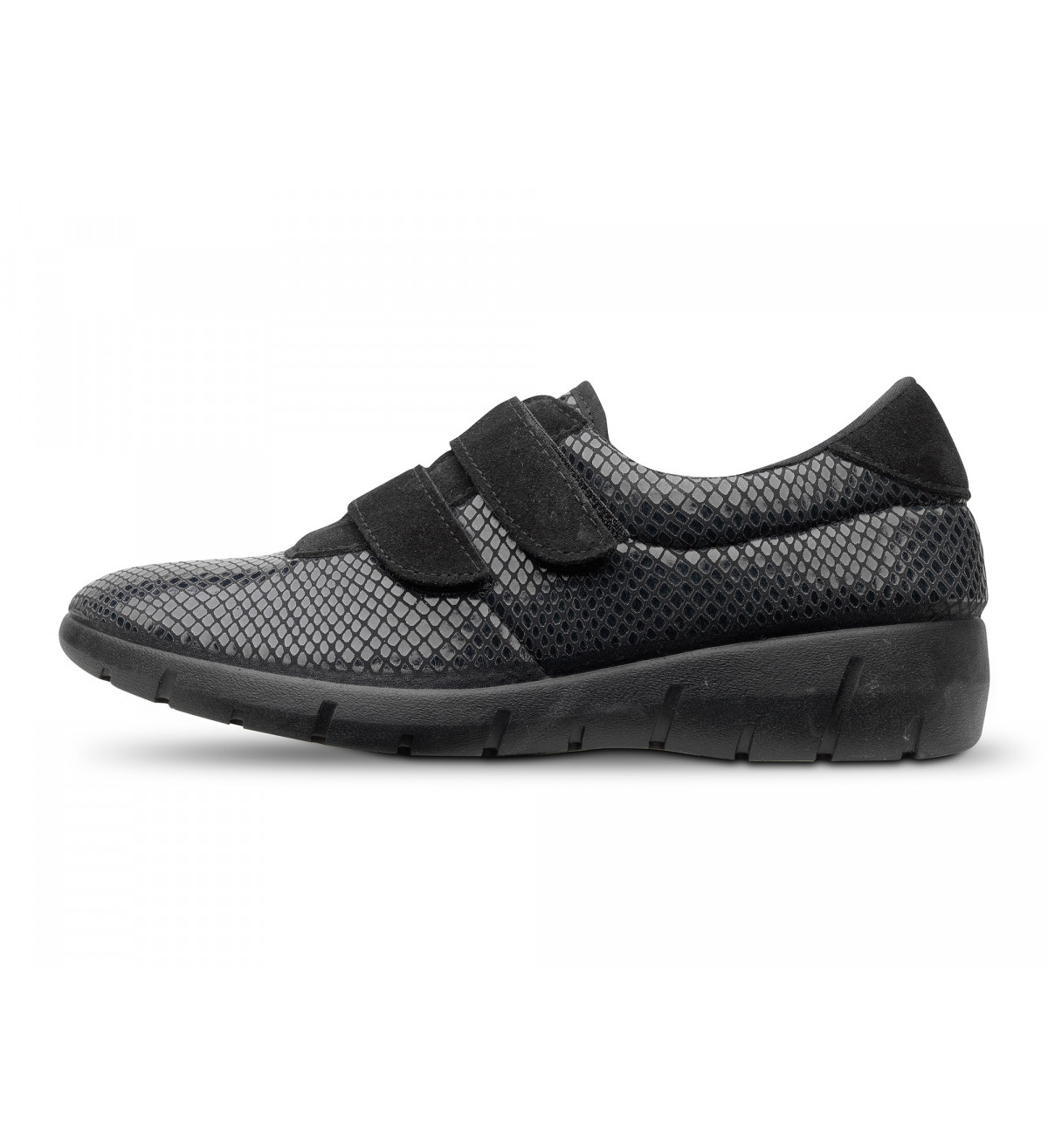 Zapato Merceditas negro tejido adaptable